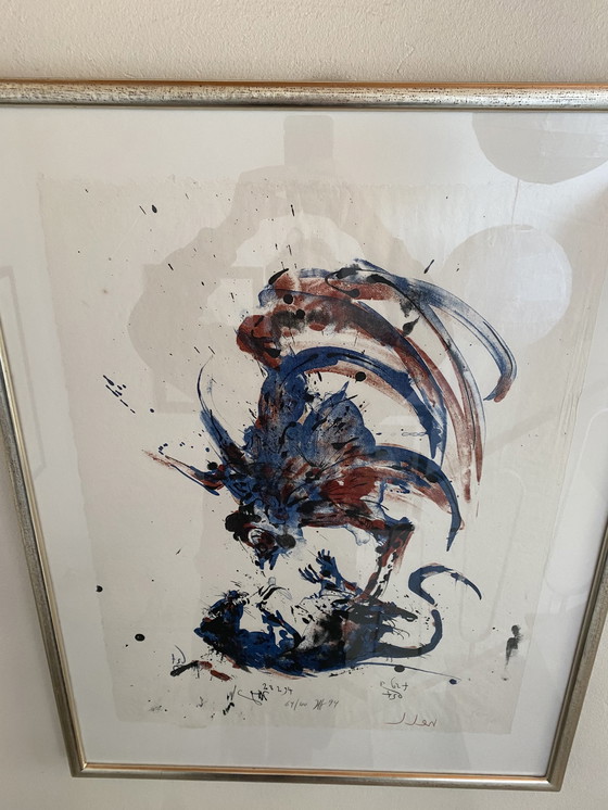 Image 1 of Horst Janssen - Rooster and rat lithograph