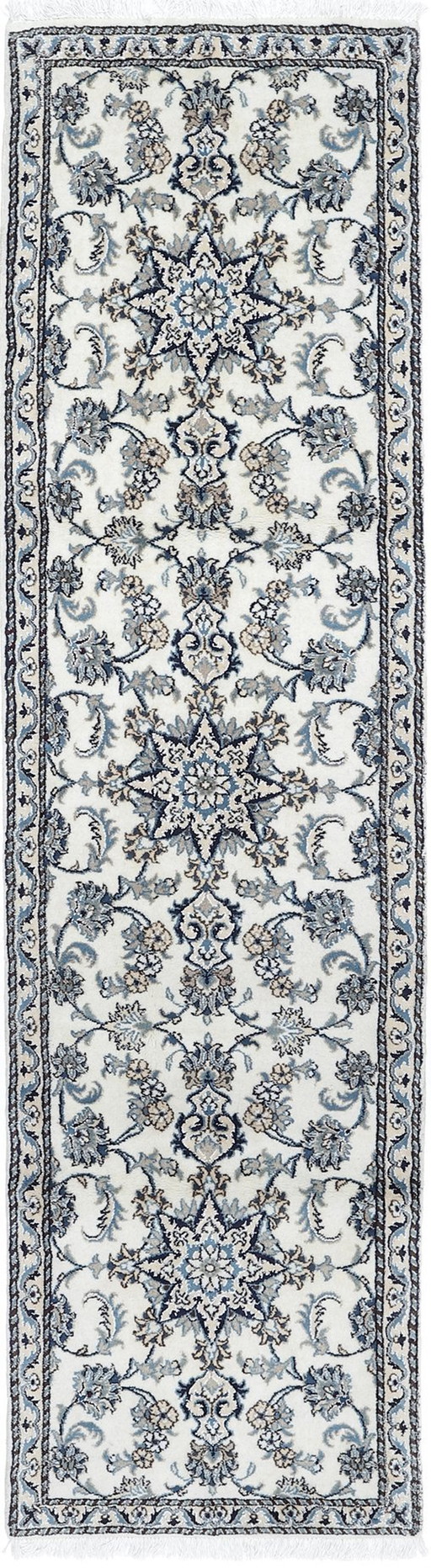 Original hand-knotted Persian carpet Nain 12 La 290 X 80 Cm