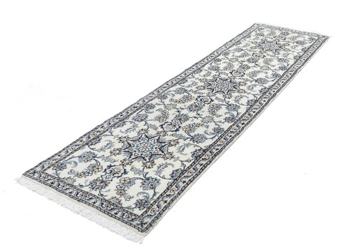 Original hand-knotted Persian carpet Nain 12 La 290 X 80 Cm