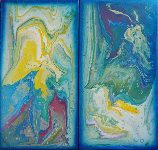 Ksavera Abstract paintings A1068 - diptych