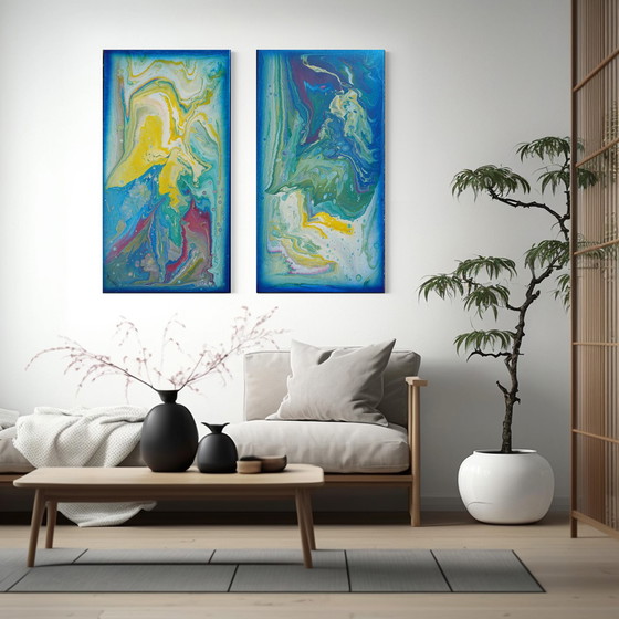 Image 1 of Ksavera Abstract paintings A1068 - diptych