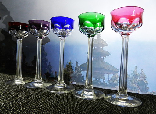 5X Villeroy & Boch liqueur glasses around 1920 !