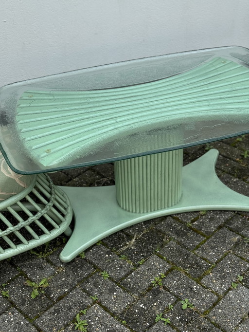 Vintage wooden adjustable table and stool