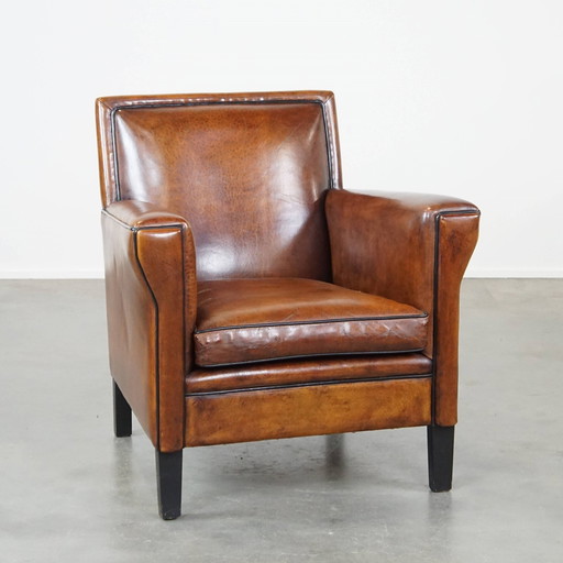 Sheep Leather Art Deco Design Armchair