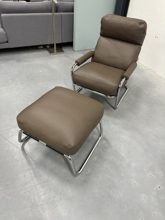 Image 1 of Gelderland 601 Mr. Oberman Armchair With Footstool Leather