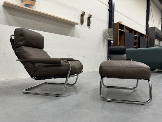 Image 1 of Gelderland 601 Mr. Oberman Armchair With Footstool Leather