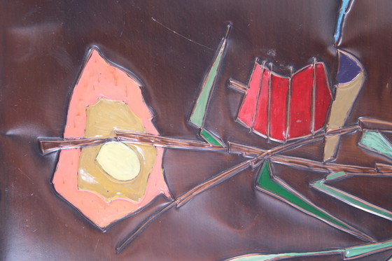 Image 1 of Copper Wall Decoration with Enamel Boats 1960s