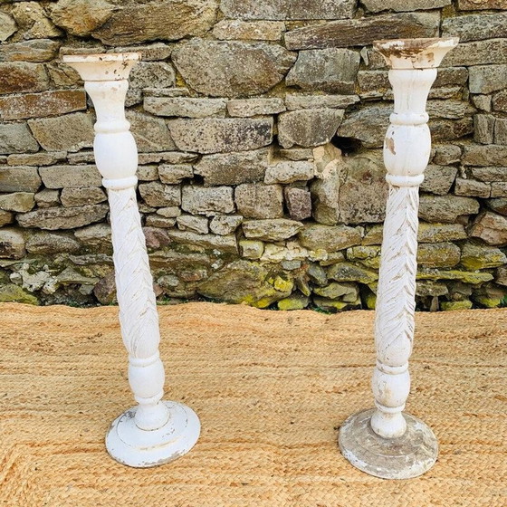 Image 1 of Pair of vintage wooden candle picks