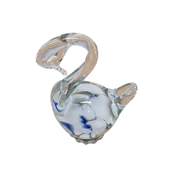 Image 1 of Fermacarte vintage a forma di cigno in vetro, anni '90