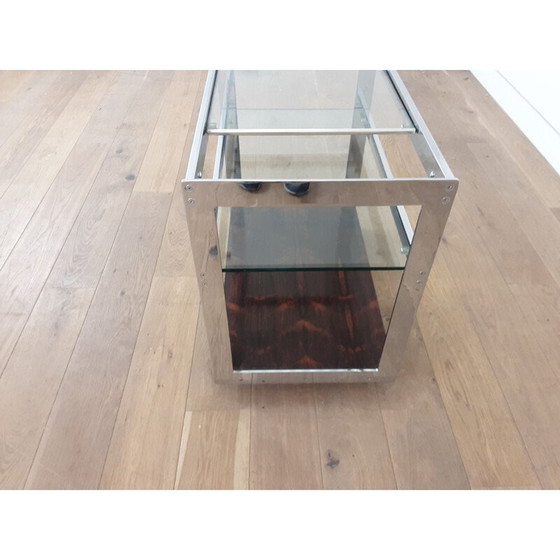 Image 1 of Carrello bar vintage in palissandro e cromo "UK 1970" di Merrow Associates