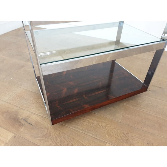 Image 1 of Carrello bar vintage in palissandro e cromo "UK 1970" di Merrow Associates