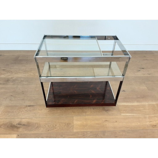 Vintage rosewood and chrome bar cart "UK 1970" by Merrow Associates