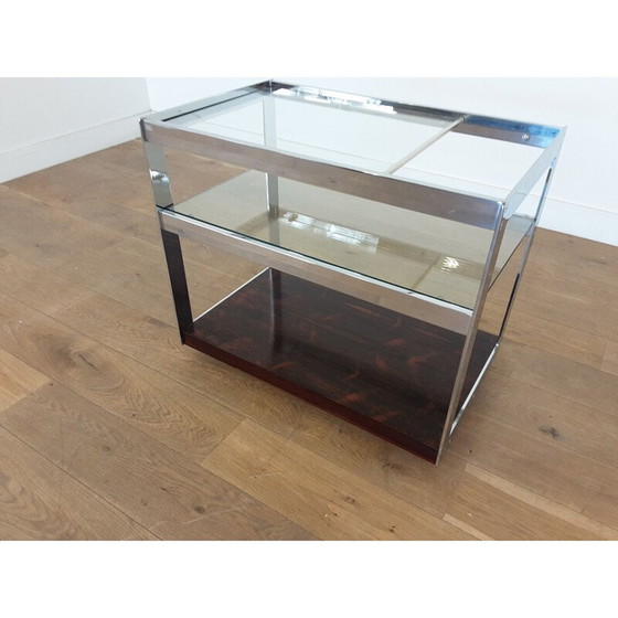 Image 1 of Carrello bar vintage in palissandro e cromo "UK 1970" di Merrow Associates