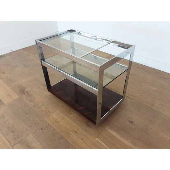 Image 1 of Carrello bar vintage in palissandro e cromo "UK 1970" di Merrow Associates