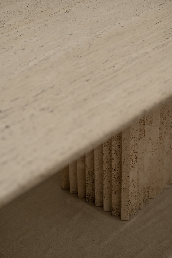 Image 1 of Travertine Brutalist Dining Table 1970S