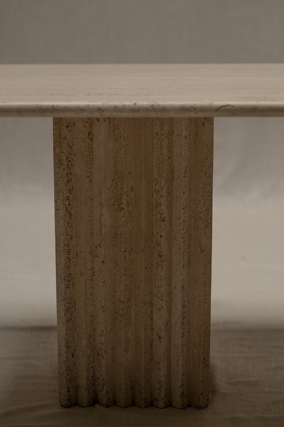 Image 1 of Travertine Brutalist Dining Table 1970S