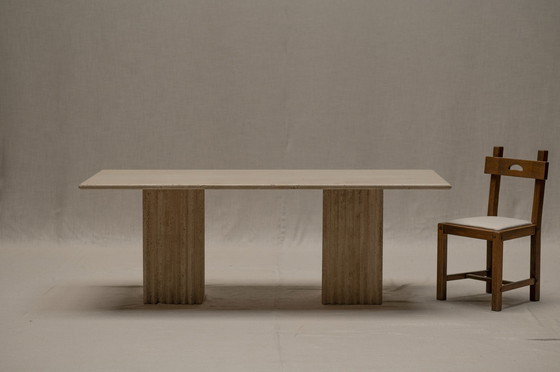 Image 1 of Travertine Brutalist Dining Table 1970S