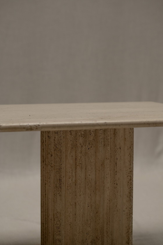 Image 1 of Travertine Brutalist Dining Table 1970S