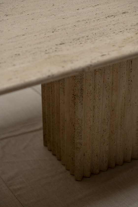 Image 1 of Travertine Brutalist Dining Table 1970S