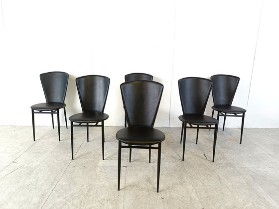 Image 1 of 6x Chaises de salle à manger italiennes post-modernes, 1980