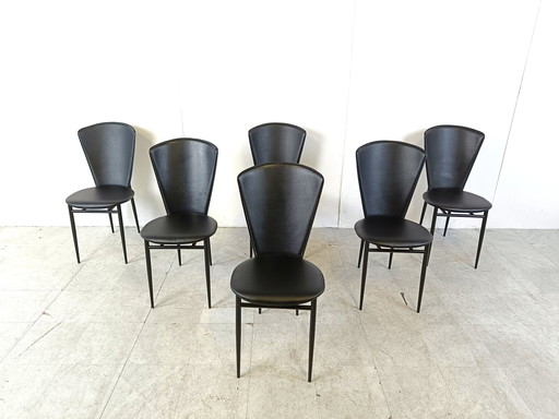 6x Chaises de salle à manger italiennes post-modernes, 1980