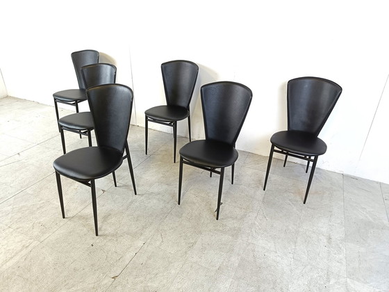 Image 1 of 6x Chaises de salle à manger italiennes post-modernes, 1980