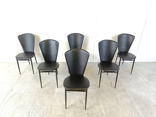 6x Chaises de salle à manger italiennes post-modernes, 1980