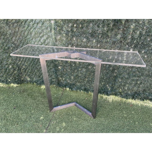 Vintage Legea steel and plexiglass console, 1970
