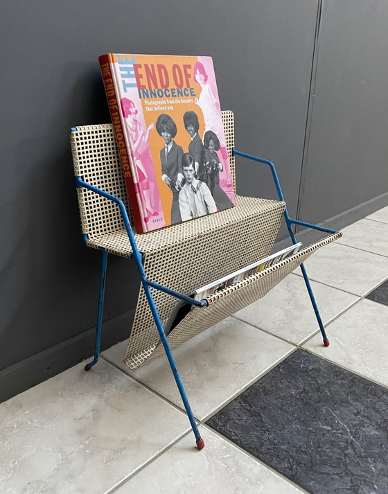 Image 1 of Magazine rack White and Blue tomado / Pilastro style 1960s