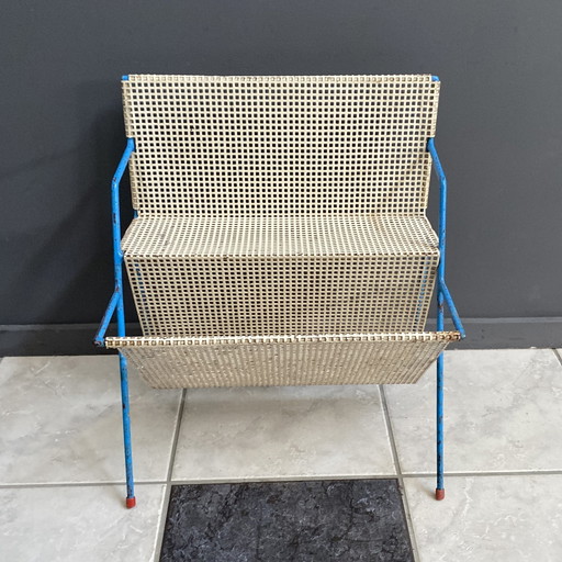 Porte-revues Blanc et Bleu style tomado / Pilastro 1960s