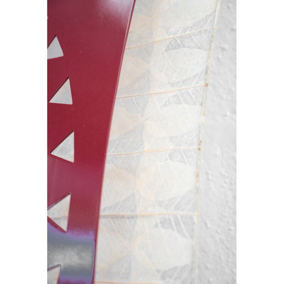 Image 1 of Vintage square wall lamp in red wood and rice paper, Italy 1980