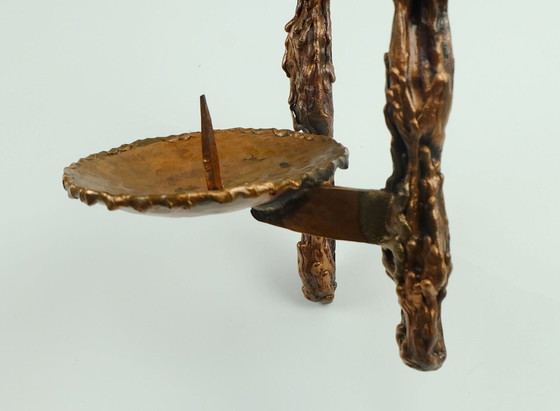 Image 1 of large and heavy wall candle holder solid copper 1960s brutalist 