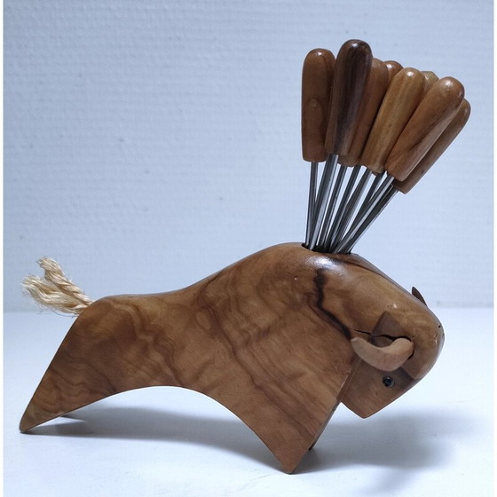 Image 1 of Vintage solid wood aperitif set, 1960