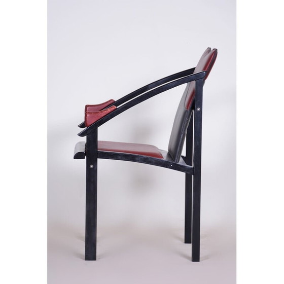 Image 1 of Poltrona vintage in pelle nera e rossa, anni '70