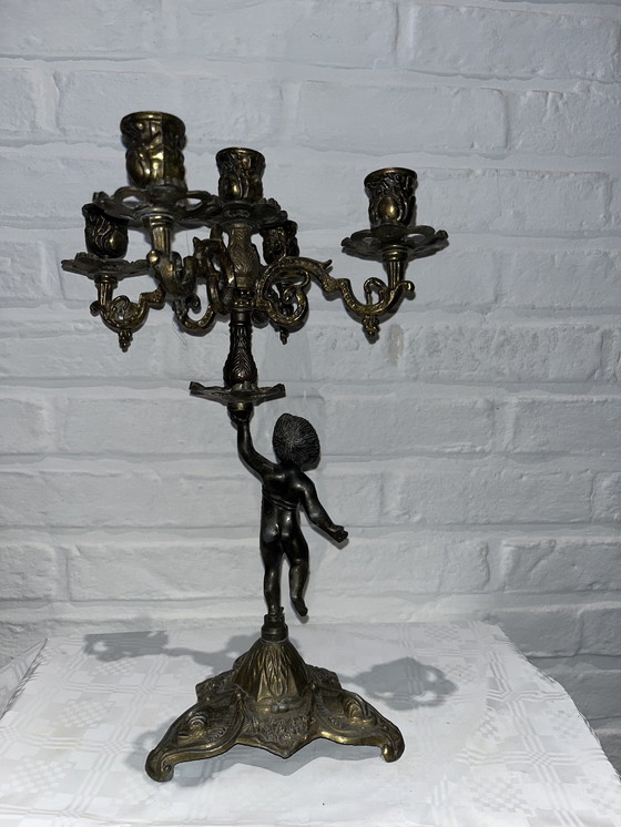 Image 1 of Candelabro francés vintage de cobre de cinco brazos