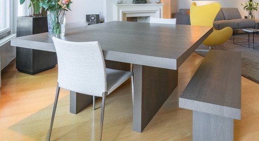 Van Rossum Lof Family Dining Table Plus Bench, Chêne Gris