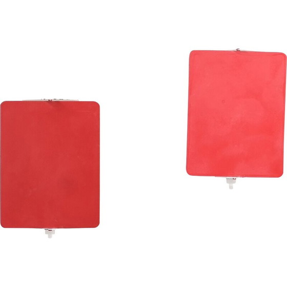 Image 1 of Pair of mid-century red wall lamps by Charlotte Perriand for Steph Simon, France 1960s