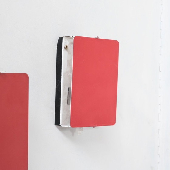 Image 1 of Pair of mid-century red wall lamps by Charlotte Perriand for Steph Simon, France 1960s
