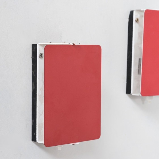 Image 1 of Pair of mid-century red wall lamps by Charlotte Perriand for Steph Simon, France 1960s