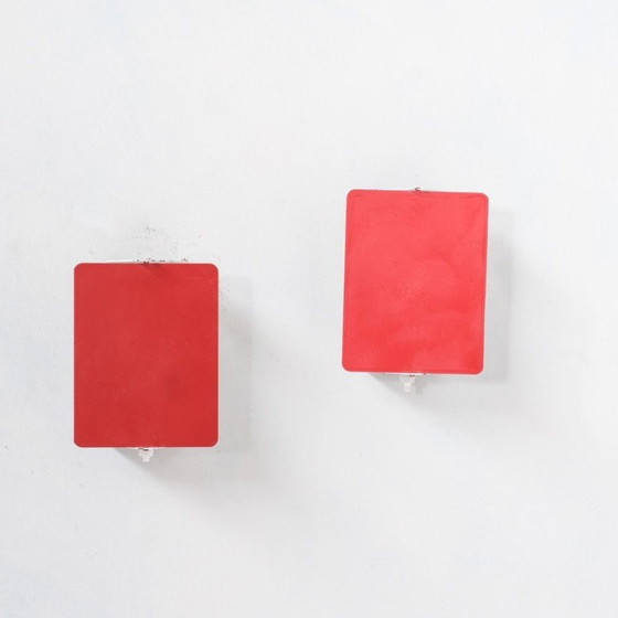 Image 1 of Pair of mid-century red wall lamps by Charlotte Perriand for Steph Simon, France 1960s