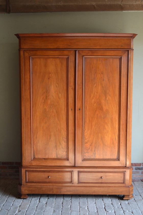 Image 1 of Large Sleek Antique Mahogany Cupboard.