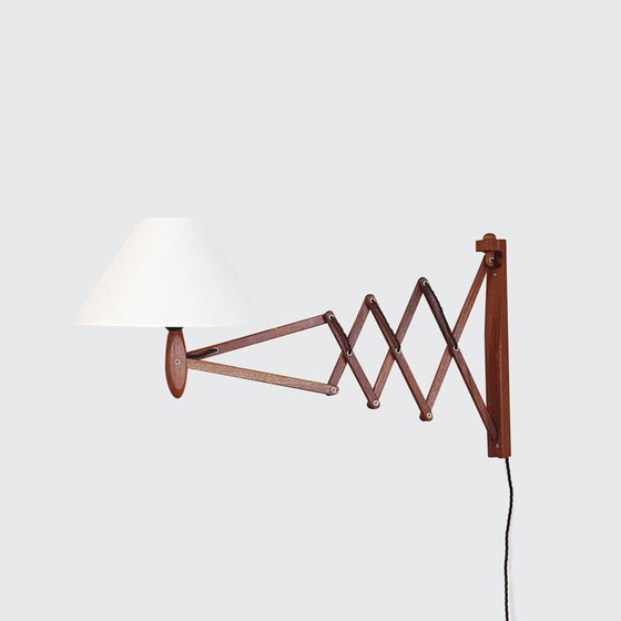 Image 1 of Vintage teak Concertina wall lamp by Erik Hansen for Le Klint, Denmark
