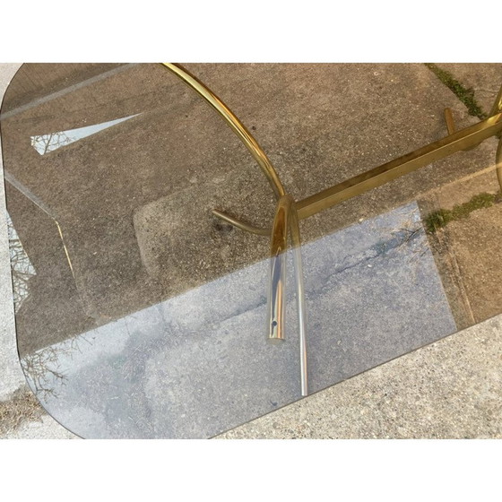 Image 1 of Vintage brass and glass dining table, Italy 1970s
