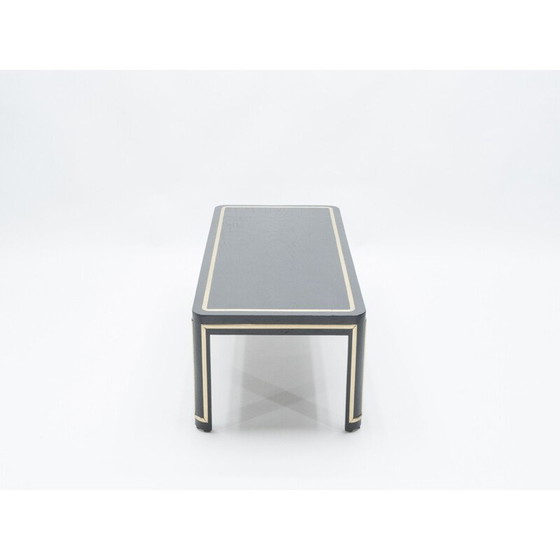 Image 1 of Vintage Art deco coffee table in black wood and brass, 1940
