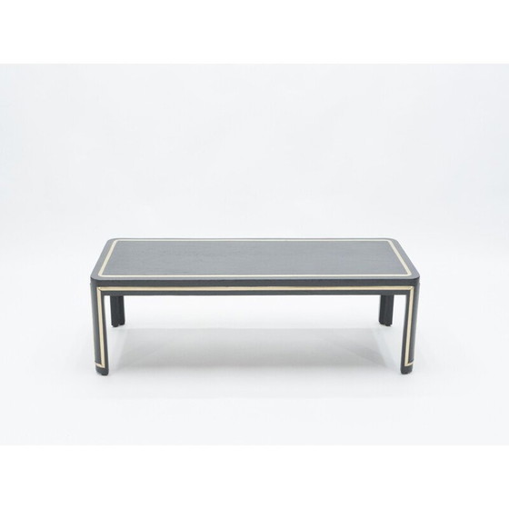 Image 1 of Vintage Art deco coffee table in black wood and brass, 1940