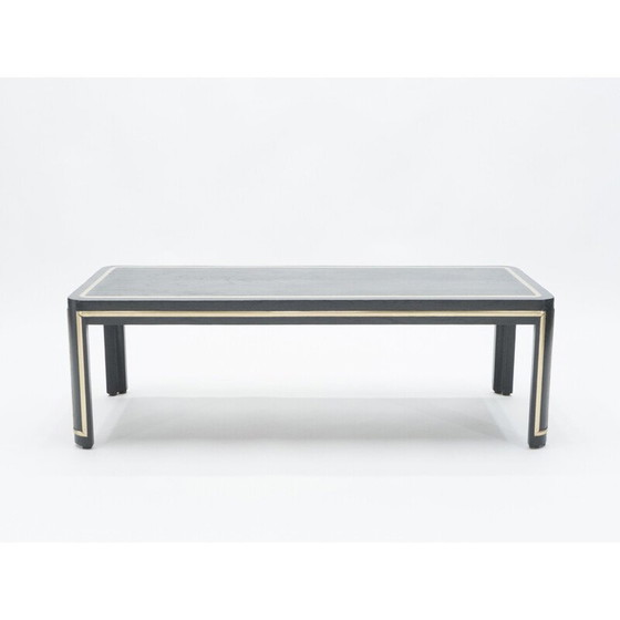 Image 1 of Vintage Art deco coffee table in black wood and brass, 1940