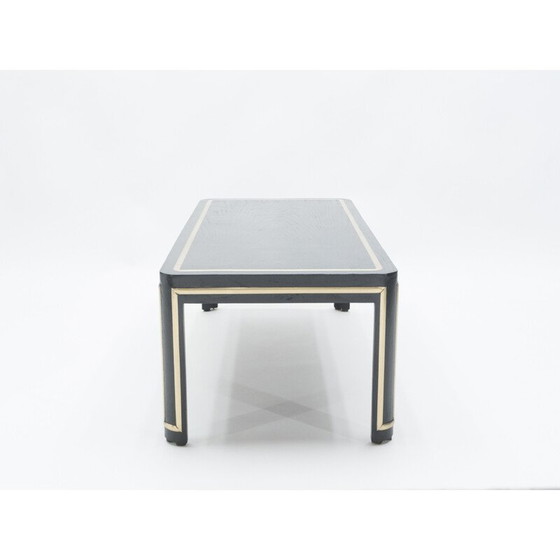 Image 1 of Vintage Art deco coffee table in black wood and brass, 1940