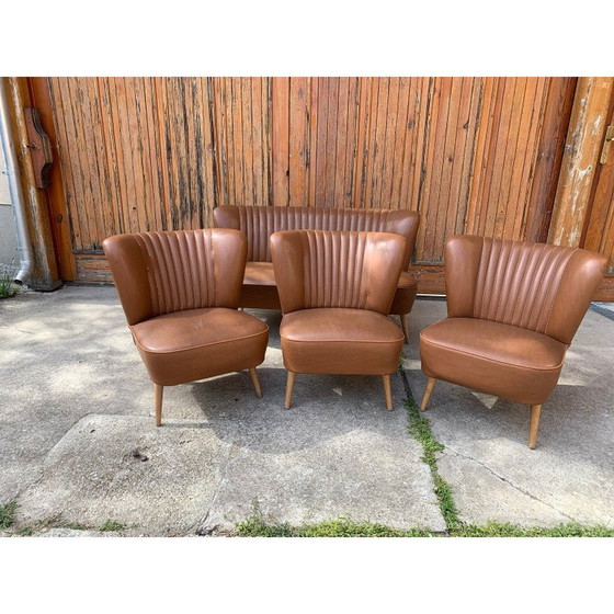 Image 1 of Mid-century brown living room set, 1950s