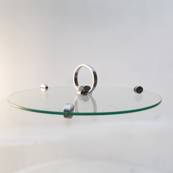 Image 1 of Piatto per formaggi in vetro dal design vintage, placcato argento, Ercuis Francia