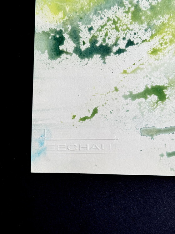 Image 1 of Eugène Eechaut (1928-2019) - Set Of 10 Artworks. Watercolor Abstract Landscape 